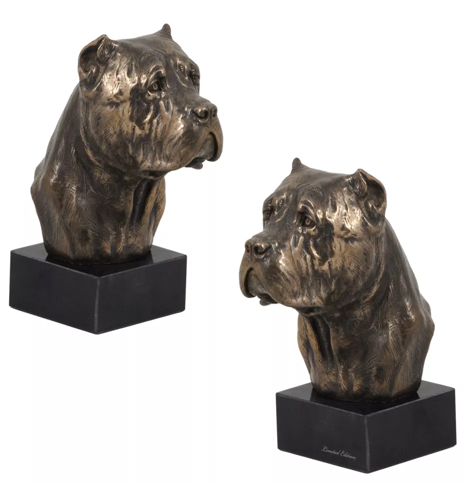 Cane Corso, Chien De Cour Italien - Statue de chien, buste sur socle en pierre, sculpture, trophée pour exposition canine par la marque Art-Dog