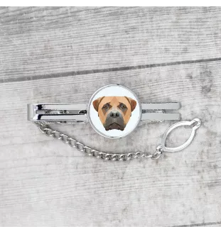 Bullmastiff - geometric tie clip with a picture and inscription from Art-Dog