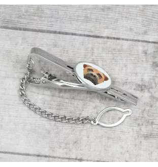 Bullmastiff - geometric tie clip with a picture and inscription from Art-Dog