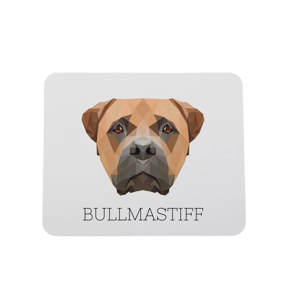 Bullmastiff - tapis de souris géométrique avec photo et inscription Art-Dog