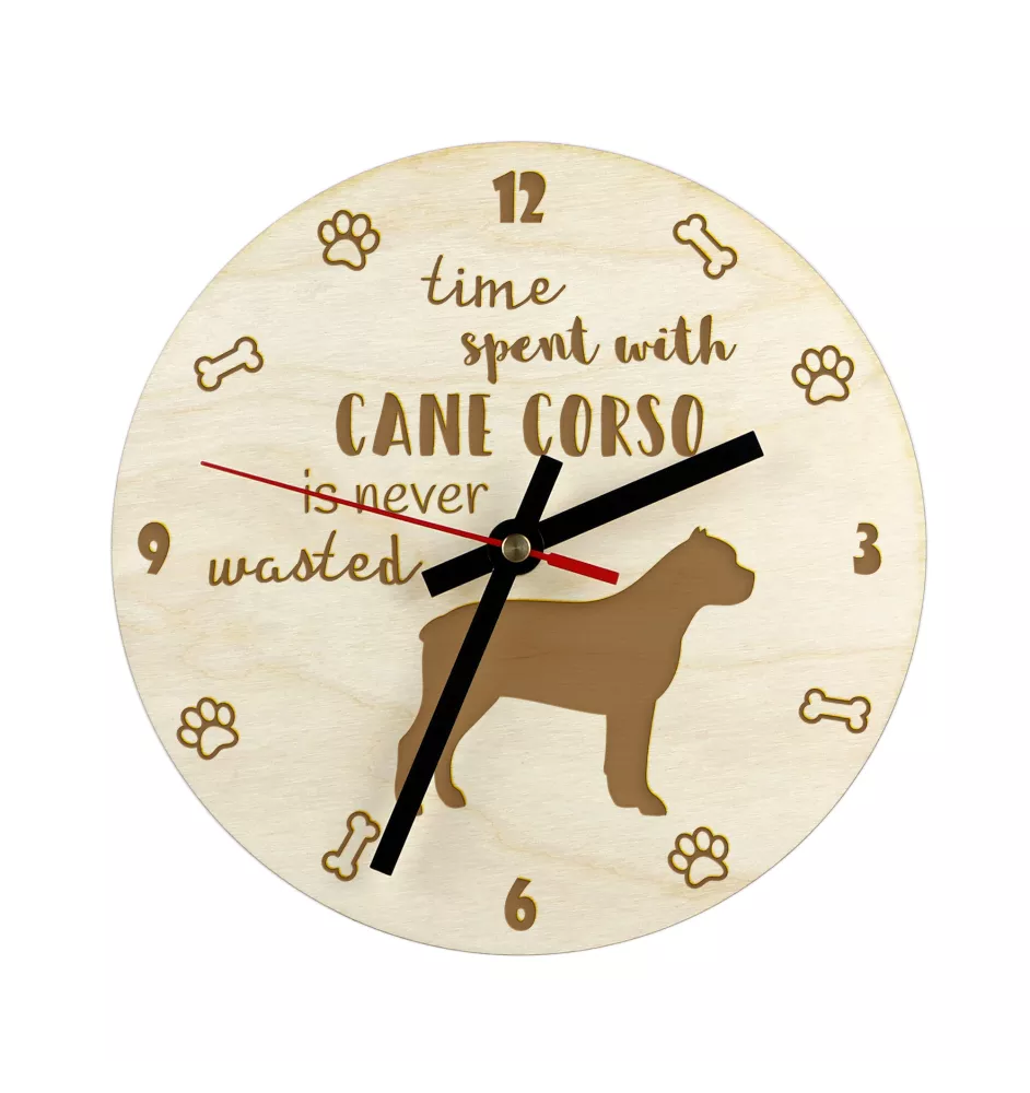 Cane Corso, Italienischer Corso-Hund, Cane di Macellaio - Uhr mit Hund, Holzuhr mit Gravur, personalisierte Uhr von Art-Dog
