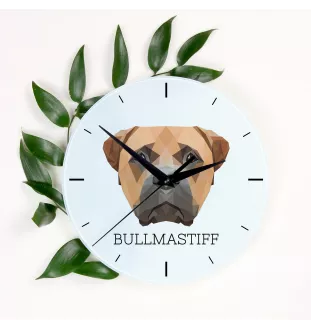 Bullmastiff - horloge murale géométrique avec photo et logo de la marque Art-Dog