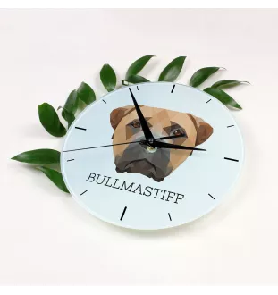 Bullmastiff - horloge murale géométrique avec photo et logo de la marque Art-Dog