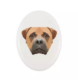 Bullmastiff - a plate with a geometric design and the brand name Art-Dog