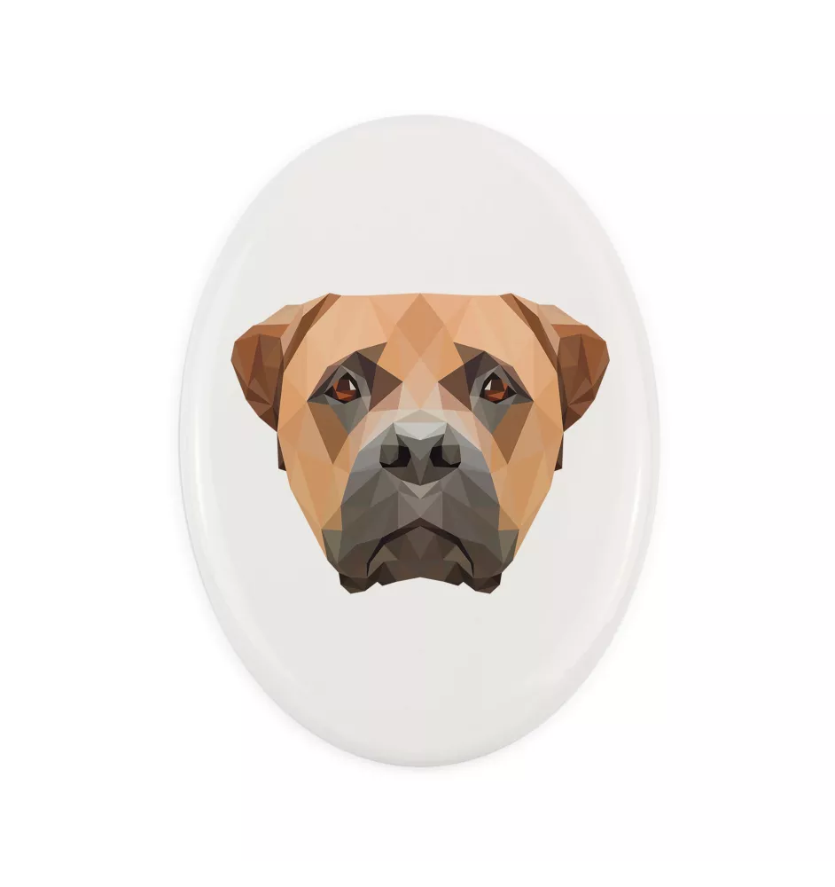 Bullmastiff - Fliese mit geometrischem Bild und Schriftzug der Marke Art-Dog