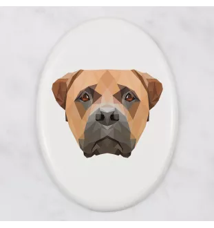 Bullmastiff - Fliese mit geometrischem Bild und Schriftzug der Marke Art-Dog