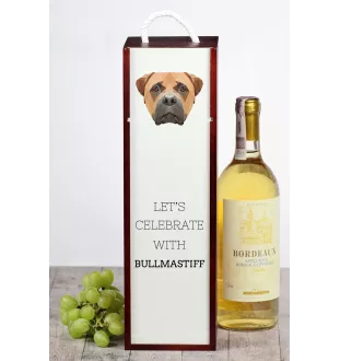 Bullmastiff - geometrische Box mit einem Bild und Schriftzug für Wein der Marke Art-Dog