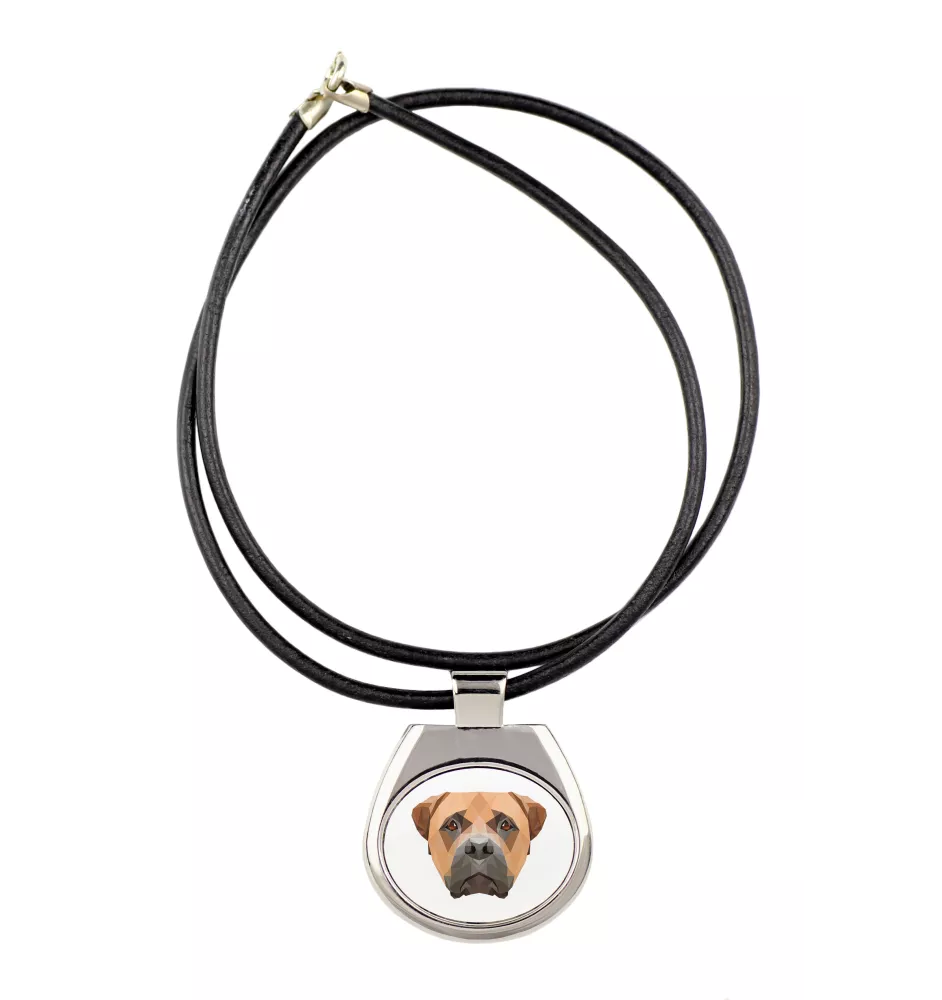 Bullmastiff - collier avec une photo et un motif géométrique de la marque Art-Dog