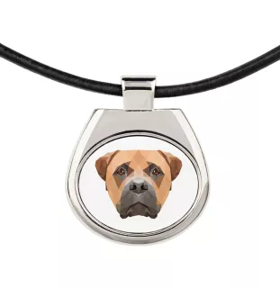 Bullmastiff - Halskette mit einem Foto und einem geometrischen Schriftzug der Marke Art-Dog