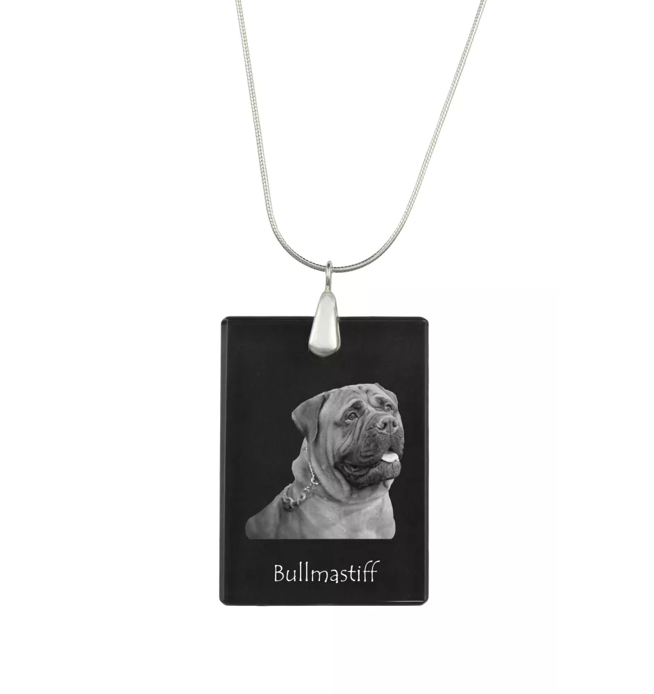 Bullmastiff - Crystal pendant with dog, silver necklace with photo, personalised pendant by Art-Dog brand
