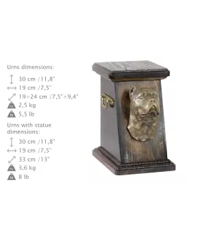 Cane Corso, Italienischer Corso-Hund, Cane di Macellaio eine Ascheurne für Hunde, eine elegante Urne mit einer Statue, eine Gedenkurne mit dem Porträt eines Hundes von der Marke Art-Dog