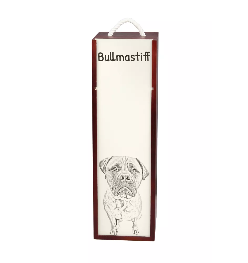 Bullmastiff - boîte à vin avec chien, boîte à alcool avec graphisme, boîte cadeau personnalisée de la marque Art-Dog