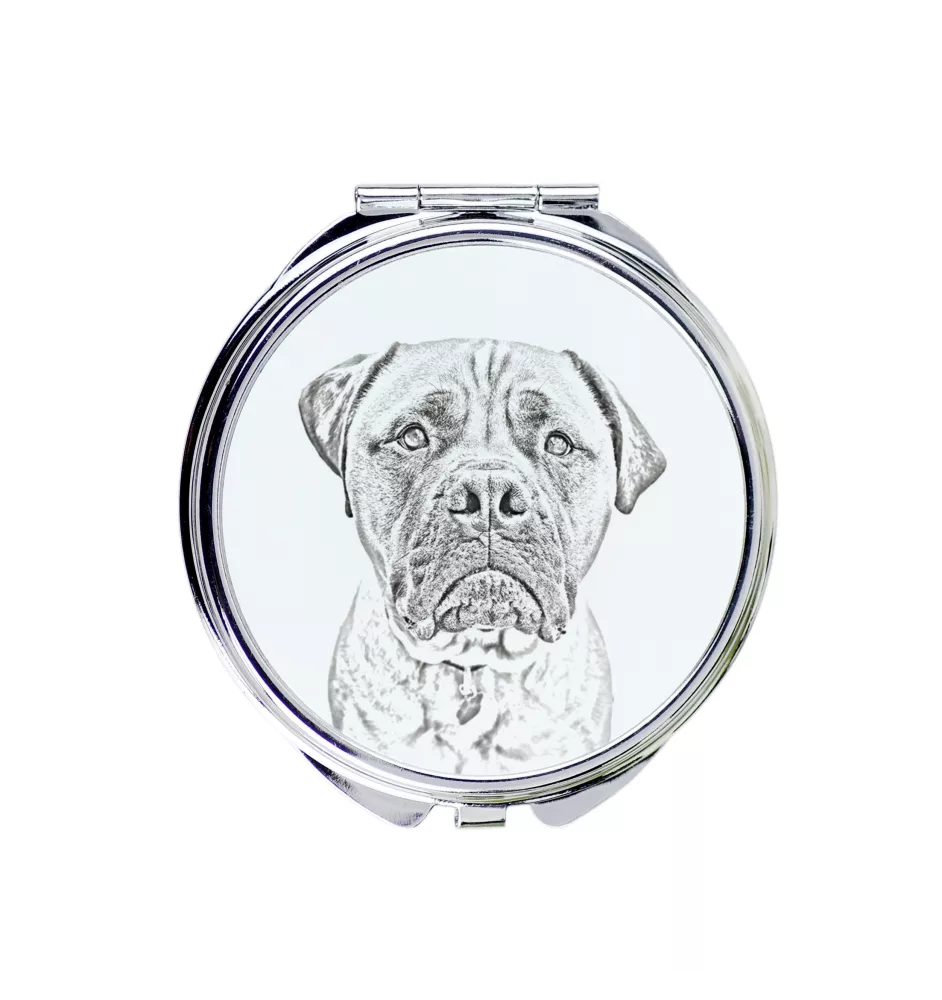 Bullmastiff - Taschenspiegel mit Hund, personalisierter Taschenspiegel, kompakter Spiegel mit Art-Dog-Logo