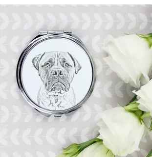 Bullmastiff - Taschenspiegel mit Hund, personalisierter Taschenspiegel, kompakter Spiegel mit Art-Dog-Logo