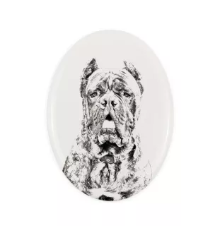 Cane Corso, Italienischer Corso-Hund, Cane di Macellaio - Gedenktafel mit einem Foto eines Hundes, Grabplatte mit Druck, personalisierte ovale Platte der Marke Art-Dog