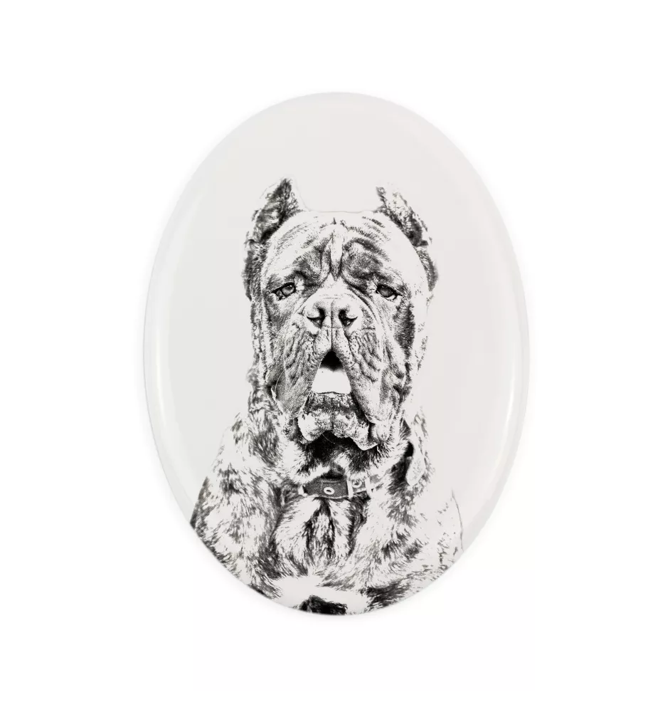 Cane Corso, Italian Cane Corso - commemorative plaque with a photo of a dog, tombstone with a print, personalized oval plaque from the Art-Dog brand