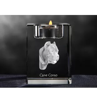 Cane Corso, Chien De Cour Italien - Bougeoir avec photo de chien, porte bougie en cristal, cadeau personnalisé par la marque Art-Dog