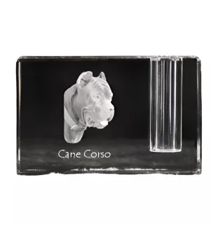 Cane Corso, Italienischer Corso-Hund, Cane di Macellaio - Stifthalter, Kristallorganizer mit Hundefoto, einzigartige Schreibtischdekoration der Marke Art-Dog
