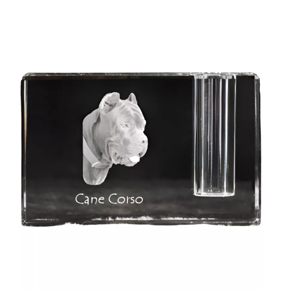 Cane Corso, Italian Cane Corso - Pen stand, crystal organiser with dog photo, unique desk decoration by Art-Dog brand
