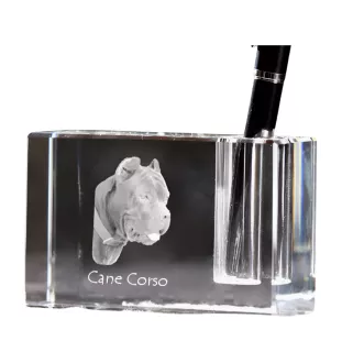 Cane Corso, Italian Cane Corso - Pen stand, crystal organiser with dog photo, unique desk decoration by Art-Dog brand