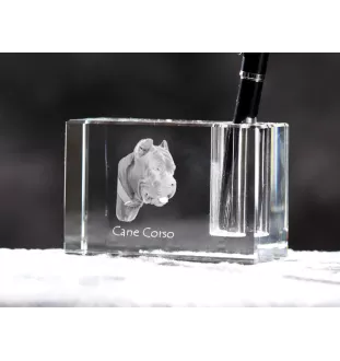 Cane Corso, Italian Cane Corso - Pen stand, crystal organiser with dog photo, unique desk decoration by Art-Dog brand
