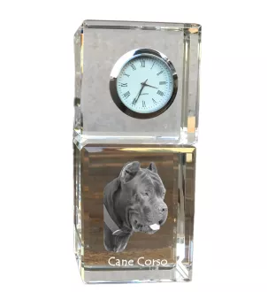 Cane Corso, Italian Cane Corso - crystal clock with a photo, a photo of a dog in crystal, personalized desk clock by Art-Dog brand