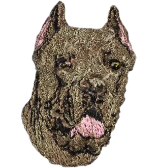 Cane Corso, Italienischer Corso-Hund, Cane di Macellaio - Hund geformtes Aufnäher, besticktes Patch, einzigartiges Dekor für den Rucksack der Marke Art-Dog
