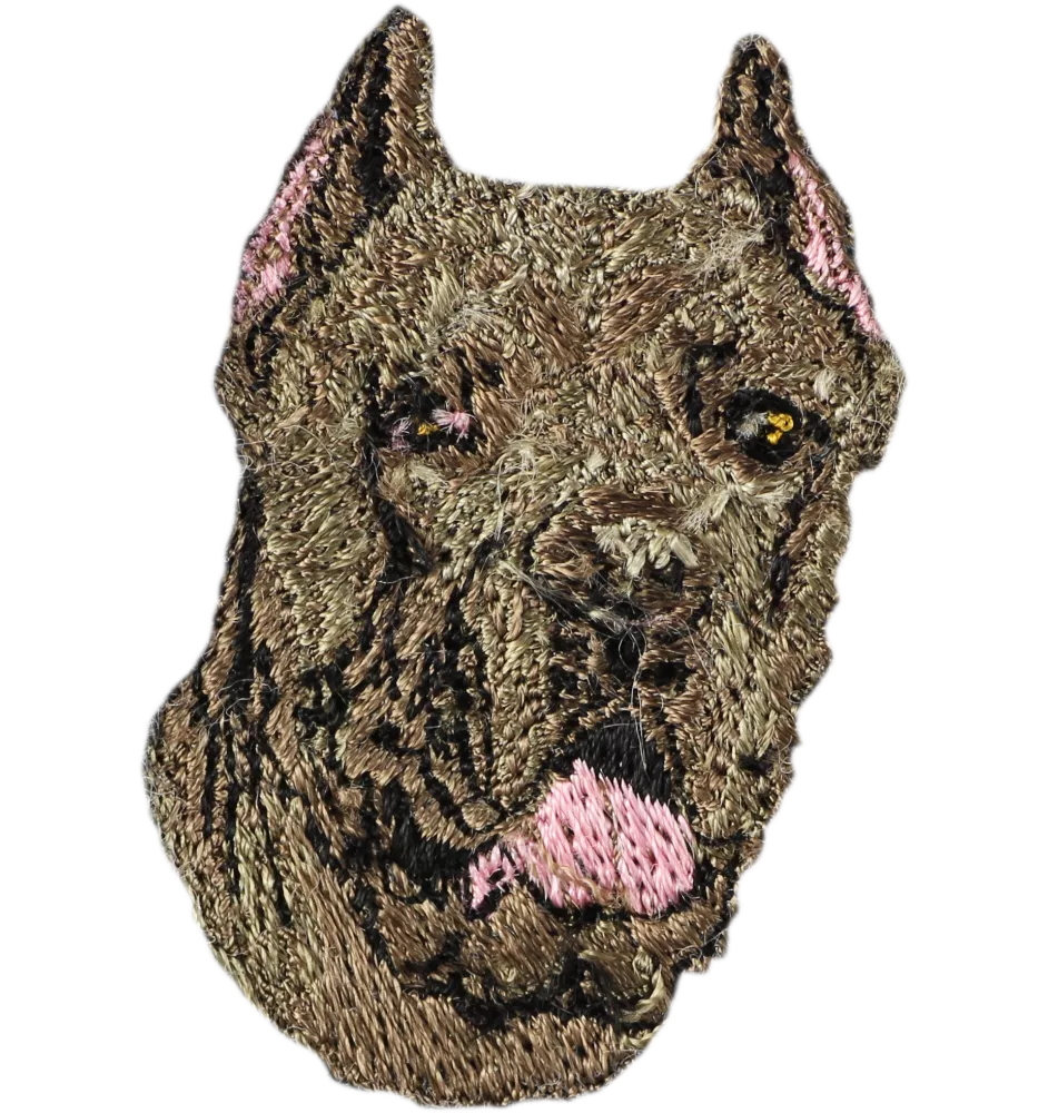 Cane Corso, Italienischer Corso-Hund, Cane di Macellaio - Hund geformtes Aufnäher, besticktes Patch, einzigartiges Dekor für den Rucksack der Marke Art-Dog