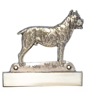 Cane Corso, Italienischer Corso-Hund, Cane di Macellaio - Haustürschild mit Hund, Messingschild mit Namen, personalisiertes Türschild mit Markennamen Art-Dog