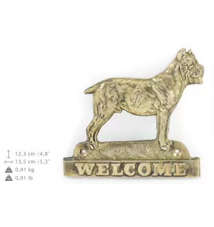Cane Corso, Chien De Cour Italien - une plaque de porte avec un chien, une plaque de bienvenue en laiton, une enseigne exceptionnelle avec l'inscription Welcome de la marque Art-Dog