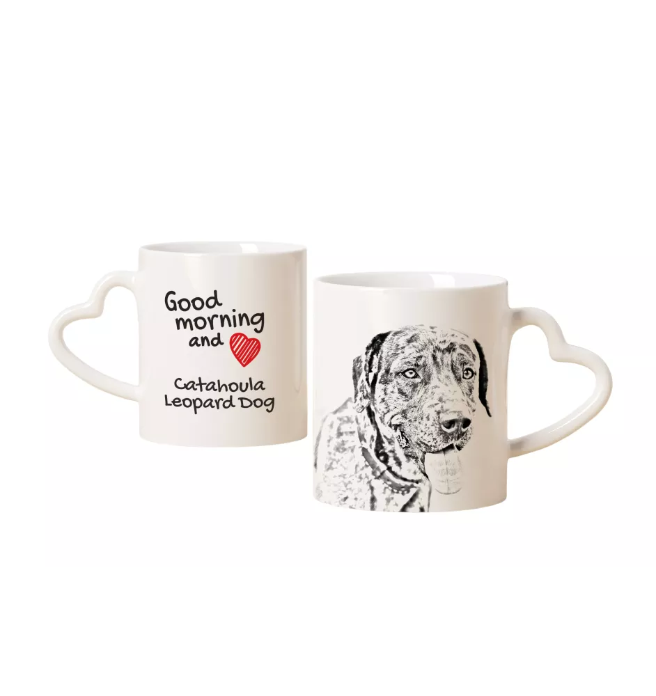 Catahoula Cur - cup with a dog, adorable cup with a heart-shaped handle, universal gift from the Art-Dog brand