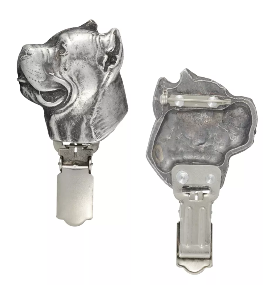 Cane Corso, Italian Cane Corso - brooch with a clip, holder for a start number, silver-plated dog show pin from the Art-Dog brand