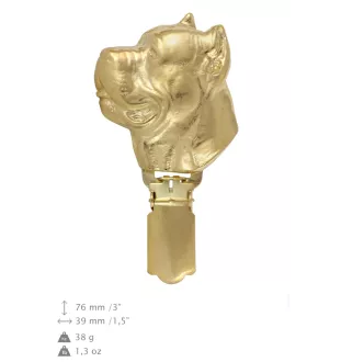 Cane Corso, Italian Cane Corso - brooch with a clip, gold-plated holder for a race number, elegant dog show pin from Art-Dog brand