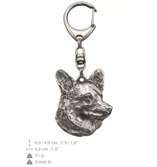 Cardigan Welsh Corgi - Porte-clés argenté avec un chien dans une boîte cadeau, décoration de sac à main, pendentif de sac à dos par la marque Art-Dog