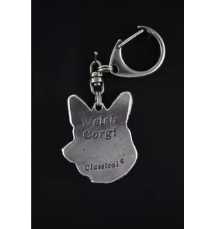 Cardigan Welsh Corgi - Porte-clés argenté avec un chien dans une boîte cadeau, décoration de sac à main, pendentif de sac à dos par la marque Art-Dog