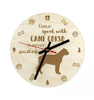 Cane Corso, Chien De Cour Italien - horloge avec chien, horloge en bois, horloge murale pour les amoureux des chiens, horloge de bureau et étagère, Art-Dog