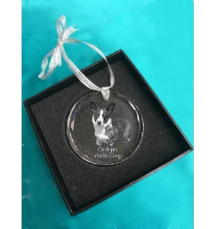 Cardigan Welsh Corgi I - boule de Noël en cristal avec une photo, photo de chien dans le cristal, décoration personnalisée pour sapin de Noël de la marque Art-Dog