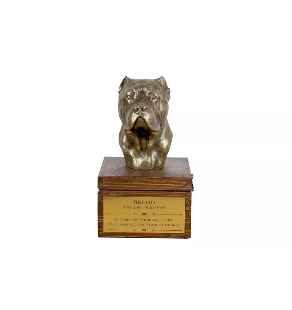 Cane Corso, Italian Cane Corso - urn for dog ashes with a statuette, small urn for a dog, personalized urn with a bust of a dog by Art-Dog brand