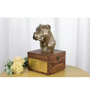 Cane Corso, Italian Cane Corso - urn for dog ashes with a statuette, small urn for a dog, personalized urn with a bust of a dog by Art-Dog brand