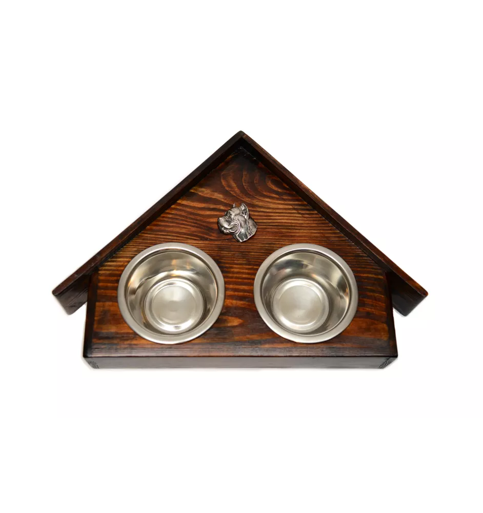 Cane Corso, Italian Cane Corso - wooden stand with bowls for a dog, decorative dog bowls, a gift for adopting a dog from the Art-Dog brand
