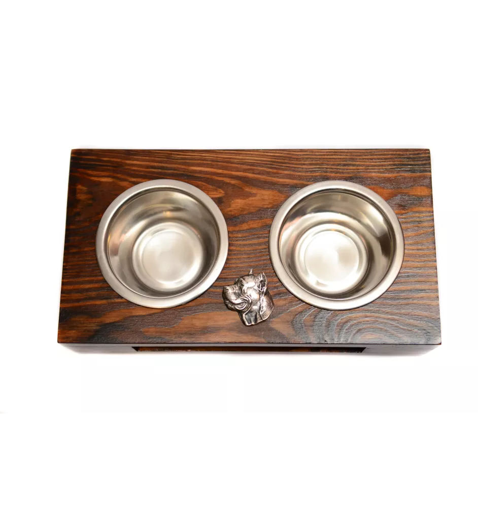 Cane Corso, Chien De Cour Italien - support en bois avec des bols pour chien, bols pour chien en acier, cadeau pour l'adoption d'un chien de la marque Art-Dog