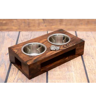 Cane Corso, Italian Cane Corso - wooden stand with bowls for a dog, steel dog bowls, a gift for adopting a dog from the Art-Dog brand
