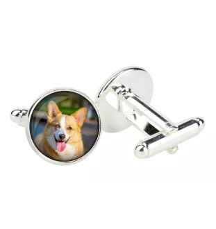 Cardigan Welsh Corgi spinka do mankietów w pudełku ze zdjęciem Art-Dog