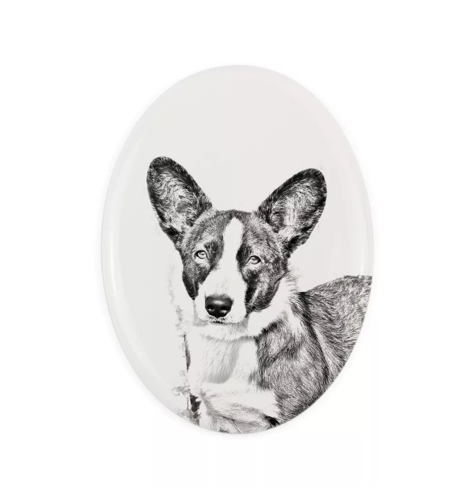 Cardigan Welsh Corgi - Gedenktafel mit einem Foto eines Hundes, Grabplatte mit Druck, personalisierte ovale Platte der Marke Art-Dog