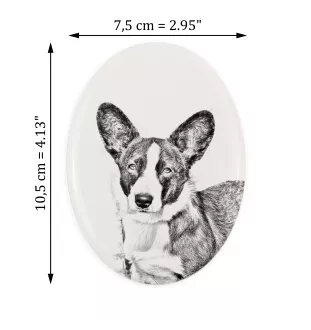 Cardigan Welsh Corgi - commemorative plaque with a photo of a dog, tombstone with a print, personalized oval plaque from the Art-Dog brand