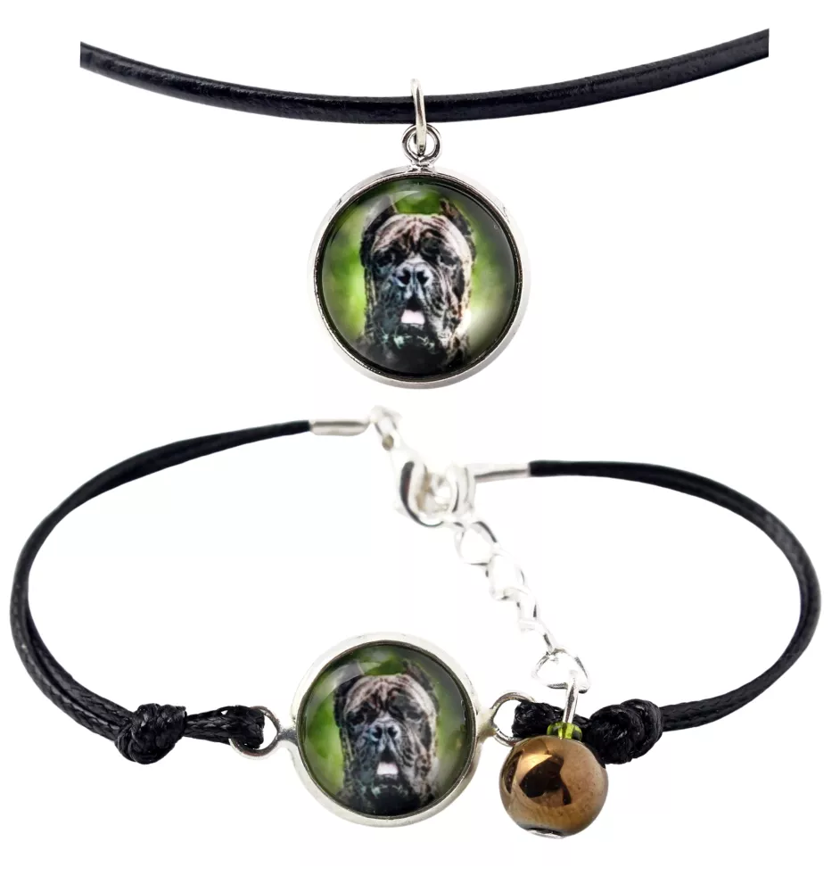 Cane Corso, Chien De Cour Italien - ensemble de bijoux avec votre photo, ensemble fait à la main, bracelet et collier de la marque Art.-Dog