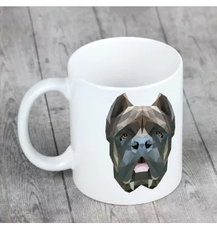 Cane Corso, Chien De Cour Italien - tasse avec une photo et un motif de chien géométrique Art-Dog