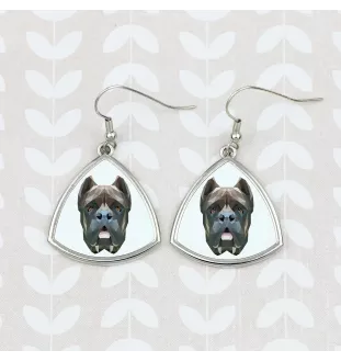 Cane Corso, Chien De Cour Italien - boucles d'oreilles avec une photo et un motif de chien géométrique Art-Dog