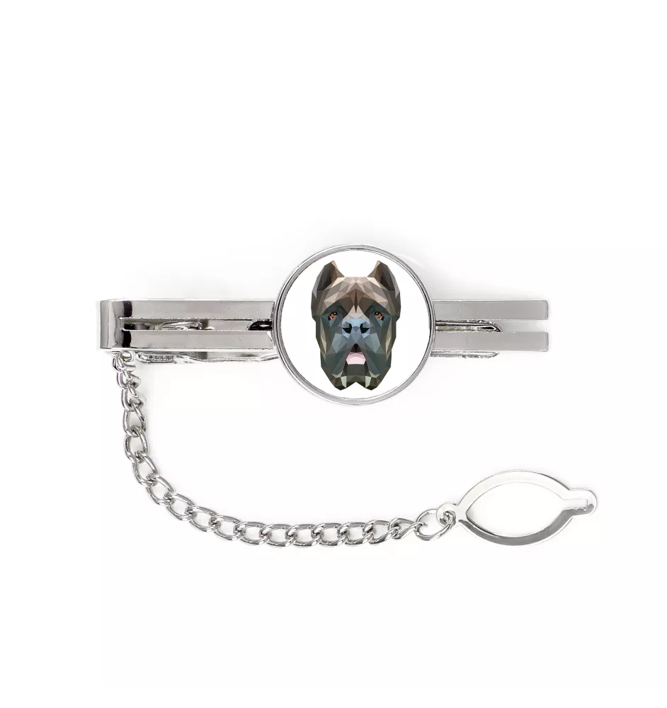 Cane Corso, Italian Cane Corso - geometric tie clip with a picture and inscription from Art-Dog