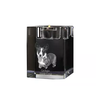 Cardigan Welsh Corgi I - Candle holder with dog photo, crystal tealight holder, personalised gift by Art-Dog brand
